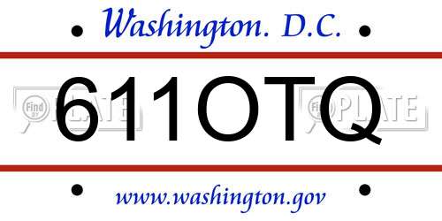 611OTQ District Of Columbia License Plate