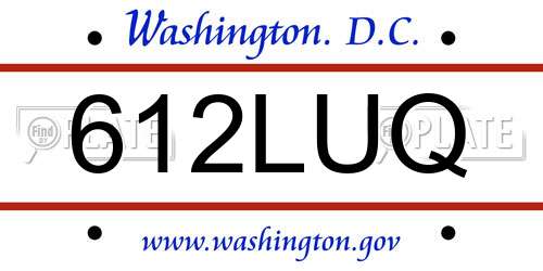 612LUQ District Of Columbia License Plate