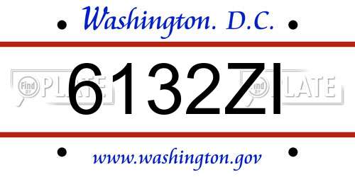 6132ZI District Of Columbia License Plate