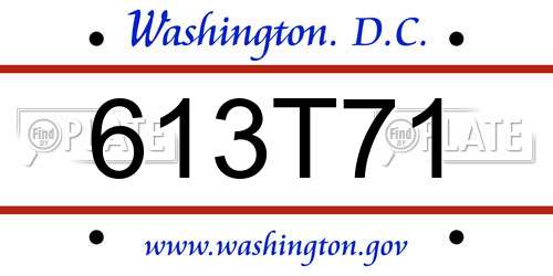 613T71 District Of Columbia License Plate