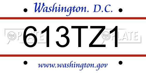 613TZ1 District Of Columbia License Plate