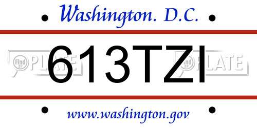 613TZI District Of Columbia License Plate