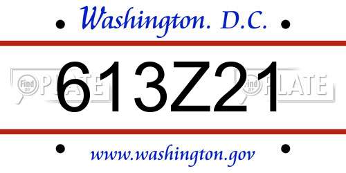 613Z21 District Of Columbia License Plate