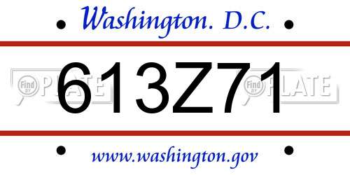 613Z71 District Of Columbia License Plate