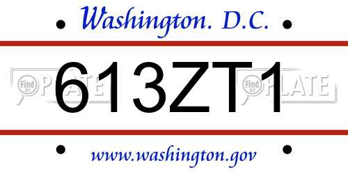 613ZT1 District Of Columbia License Plate
