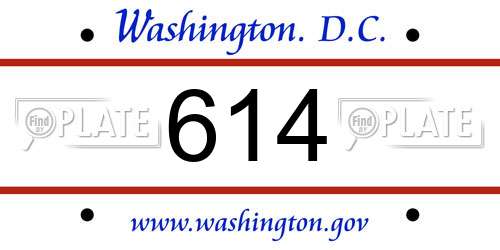 614 District Of Columbia License Plate