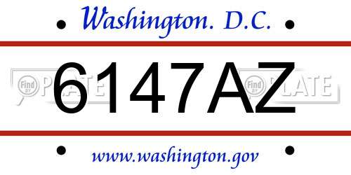 6147AZ District Of Columbia License Plate