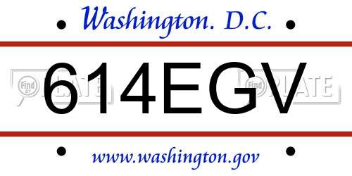 614EGV District Of Columbia License Plate