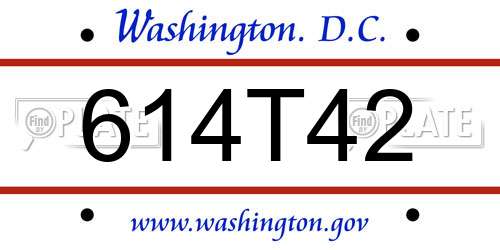 614T42 District Of Columbia License Plate