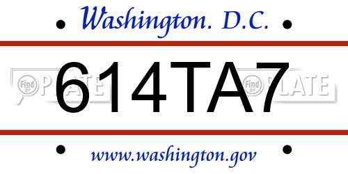 614TA7 District Of Columbia License Plate