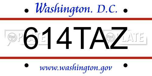 614TAZ District Of Columbia License Plate