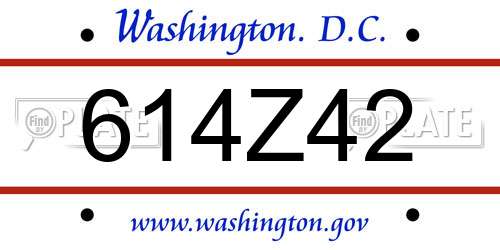 614Z42 District Of Columbia License Plate