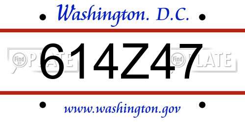 614Z47 District Of Columbia License Plate