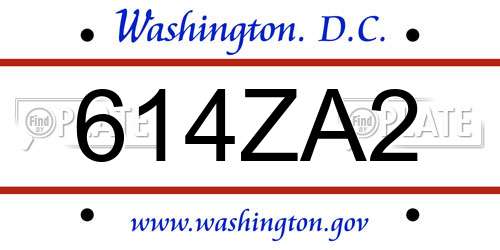614ZA2 District Of Columbia License Plate