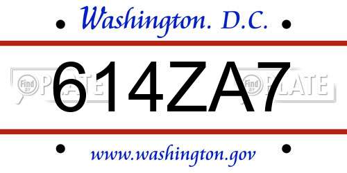 614ZA7 District Of Columbia License Plate