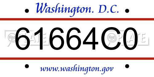61664C0 District Of Columbia License Plate