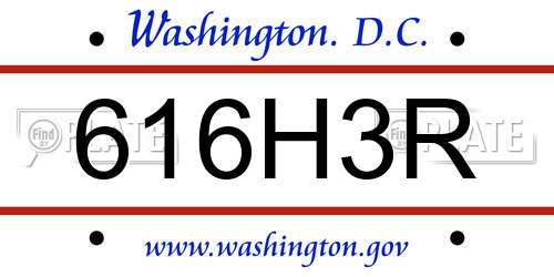 616H3R District Of Columbia License Plate