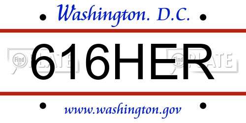 616HER District Of Columbia License Plate