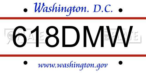 618DMW District Of Columbia License Plate