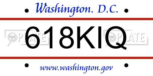 618KIQ District Of Columbia License Plate