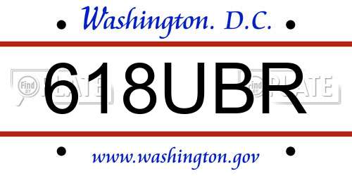 618UBR District Of Columbia License Plate
