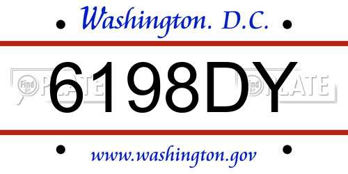6198DY District Of Columbia License Plate