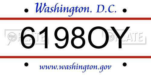6198OY District Of Columbia License Plate