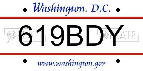619BDY District Of Columbia License Plate