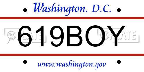 619BOY District Of Columbia License Plate