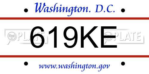 619KE District Of Columbia License Plate