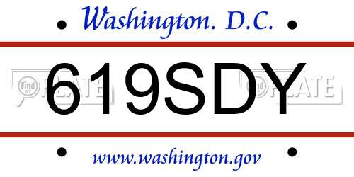 619SDY District Of Columbia License Plate