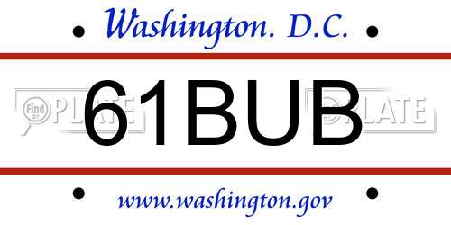 61BUB District Of Columbia License Plate