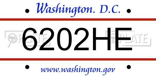 6202HE District Of Columbia License Plate