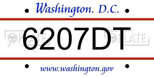 6207DT District Of Columbia License Plate