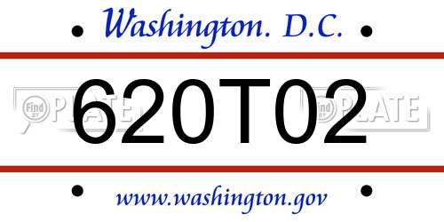 620T02 District Of Columbia License Plate