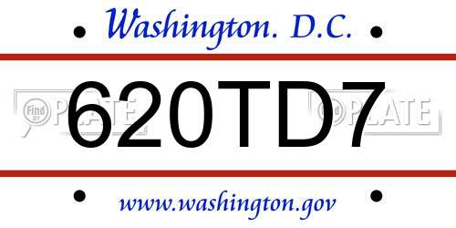 620TD7 District Of Columbia License Plate