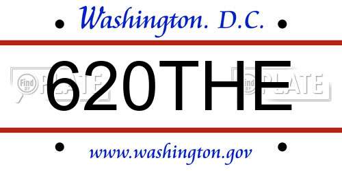 620THE District Of Columbia License Plate