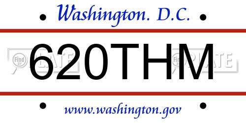 620THM District Of Columbia License Plate