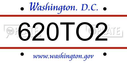 620TO2 District Of Columbia License Plate