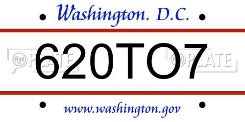 620TO7 District Of Columbia License Plate