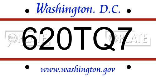 620TQ7 District Of Columbia License Plate