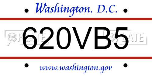 620VB5 District Of Columbia License Plate