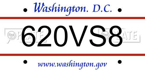620VS8 District Of Columbia License Plate
