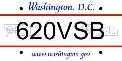620VSB District Of Columbia License Plate
