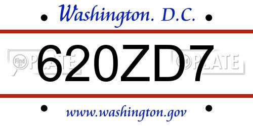 620ZD7 District Of Columbia License Plate