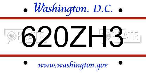 620ZH3 District Of Columbia License Plate