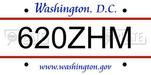 620ZHM District Of Columbia License Plate