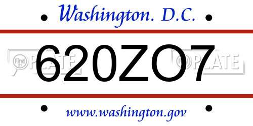 620ZO7 District Of Columbia License Plate