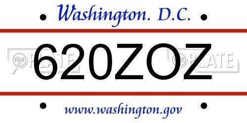 620ZOZ District Of Columbia License Plate