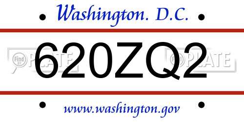 620ZQ2 District Of Columbia License Plate